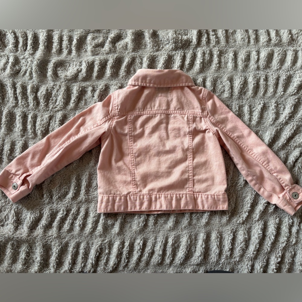 OshKosh B’gosh Pink Denim Jacket Girls 5/5A Eyelet Lace Western Button Up - Picture 7 of 11